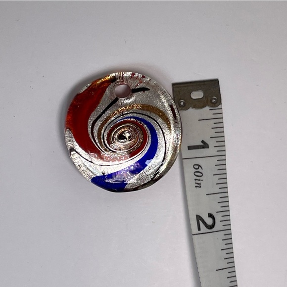 Colorful Orange, Blue, Gold and Silver  Swirl Glass Pendant - Picture 8 of 8